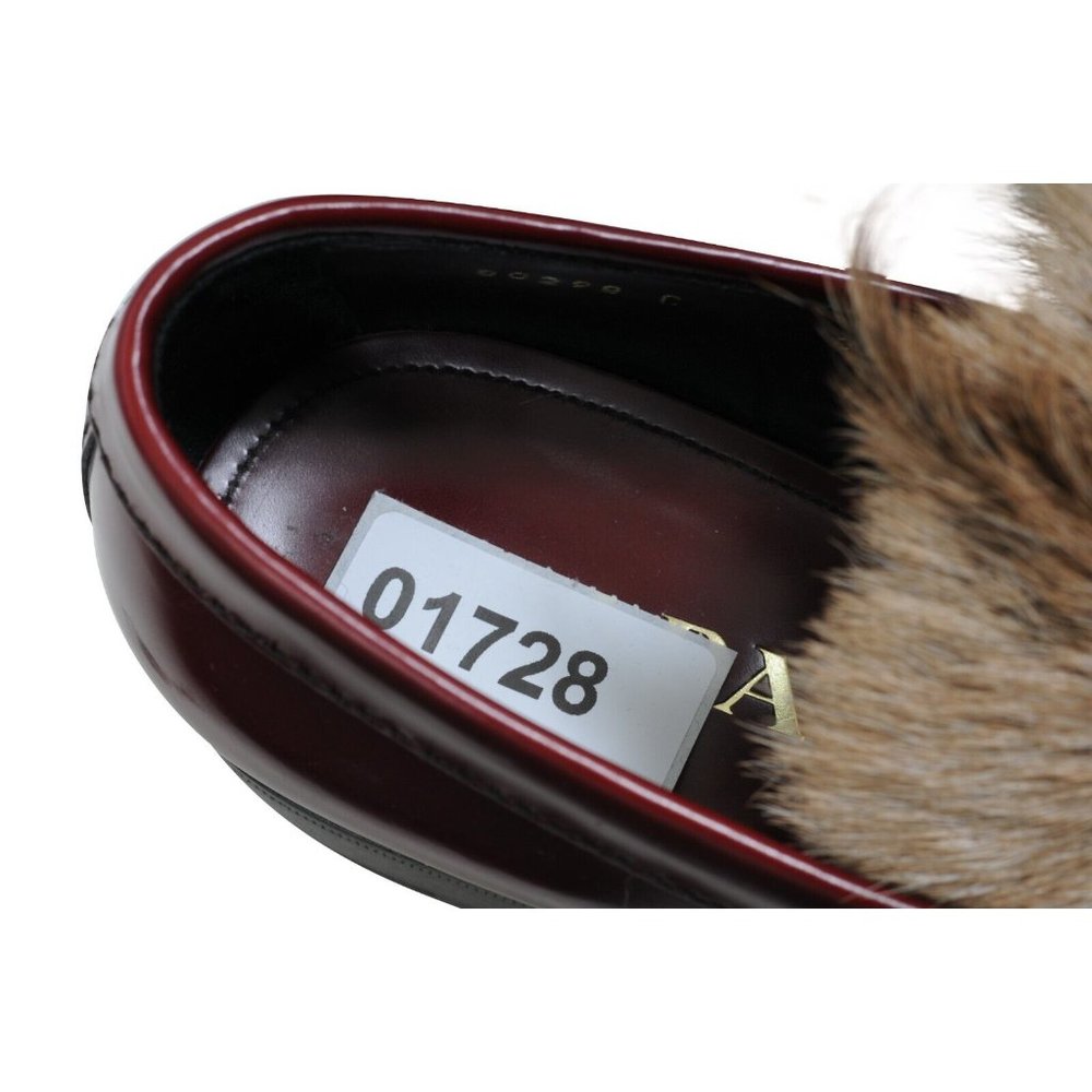 Prada Mens Goat Fur Tassel Loafers Size US 8.5 UK 7.5 Burgundy Red Leather Shoes - Picture 8 of 10